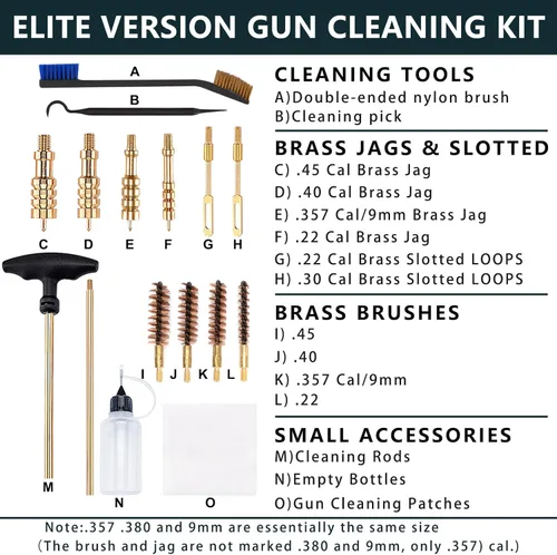 Miniatura 2 de Raiseek Elite Version Kit de limpieza de pistola 0.354 in/.357.22.45.40 Kit de limpieza de pistola y kit de limpieza de pistola Cepillo de latón