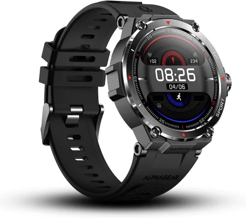 Miniatura 5 de ALPHAGEAR Raptor Smartwatch para hombre, reloj inteligente táctico resistente, IP69K + 5ATM resistente al agua, batería de 21 días, llamadas