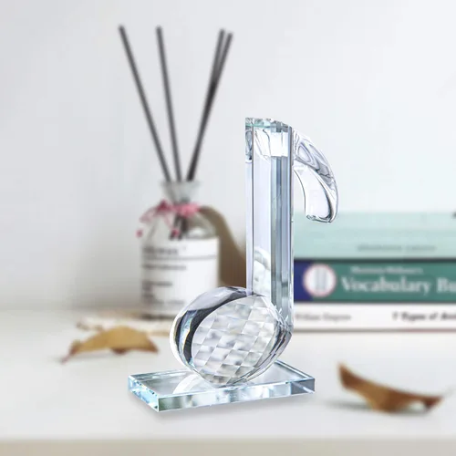 Miniatura 3 de QFkris Figurillas de Corchea de Cristal de 5'' de Altura Coleccionables Escultura Musical de Vidrio Estatua para Hogar Piano Guitarra Regalos