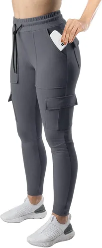 RESHE Pantalones deportivos de yoga para mujer con bolsillos, elásticos, cónicos, con cordón, para correr, descansar, senderismo