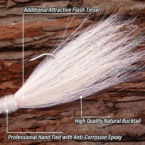 Miniatura 3 de Alwonder Paquete de 5 plantillas de cola de cubo para el cabello, señuelos de pesca de agua salada, pesca de agua dulce, señuelos de pesca de surf