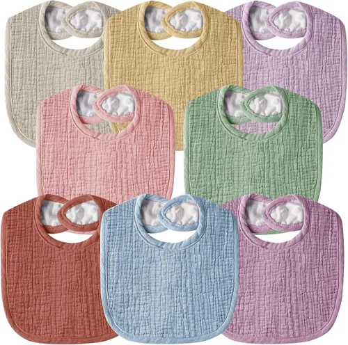 Miniatura 8 de Baberos de muselina para bebés para niños y niñas, baberos de algodón para babeo, baberos ajustables para recién nacidos para babeo y dentición