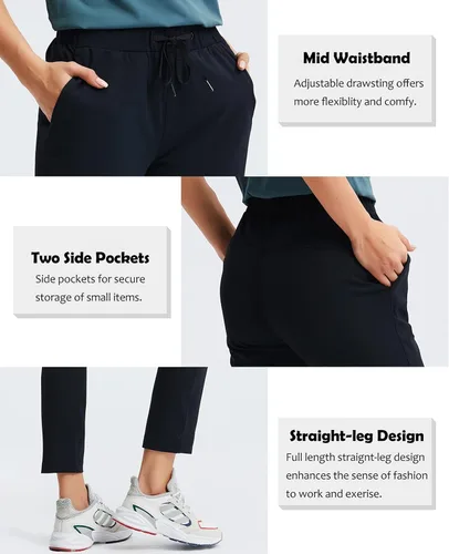 Miniatura 3 de KUTAPU Women Golf Pants Straight Leg Drawstring Ankle Pants Athletic Sweatpants with Pockets