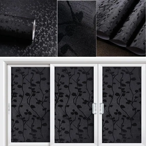 Miniatura 4 de TAOGIFT Papel adhesivo de vinilo para despegar y pegar, papel de contacto de rama negra, papel tapiz decorativo extraíble para gabinetes