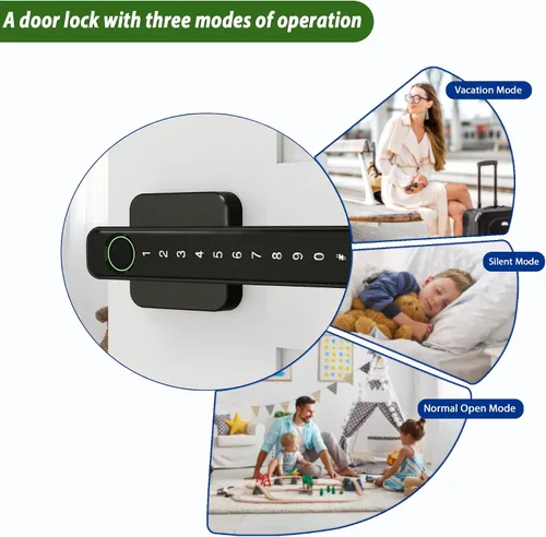 Miniatura 4 de Cerradura de puerta inteligente, perilla de puerta de huellas dactilares, perilla digital 5 en 1, aplicación/código de teclado/tarjetas IC/huellas