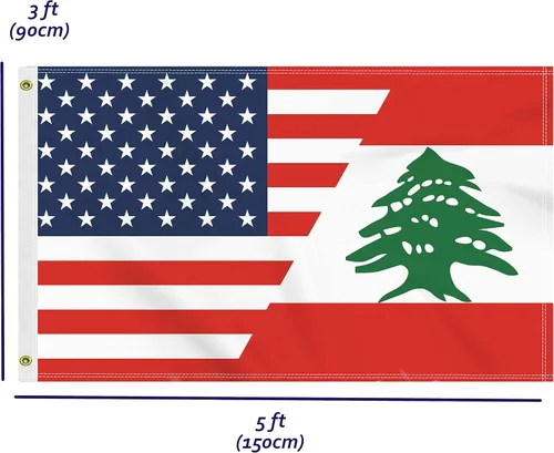 Miniatura 2 de Bandera de Líbano de Estados Unidos de 3 x 5 pies, gran pancarta libanesa de Estados Unidos 150D para exteriores, decoración americana de impresión
