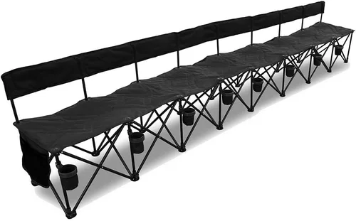 Miniatura 5 de GoTEAM! Banco de equipo plegable portátil de 4 asientos con portavasos, bancos de fútbol para equipo, silla plegable de fútbol de línea lateral
