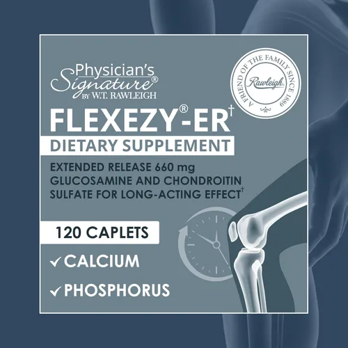 Miniatura 6 de Rawleigh Flexezy-ER: 120 cápsulas Fórmula de apoyo articular 24/7 Mezcla de glucosamina y sulfato de condroitina Calcio y fósforo Liberación