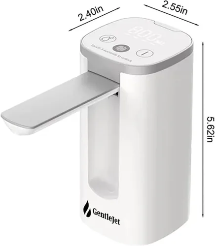 Miniatura 2 de GentleJet Dispensador de agua automático para botella de 5 galones, bomba de agua eléctrica recargable USB-C, pantalla digital, flujo medido