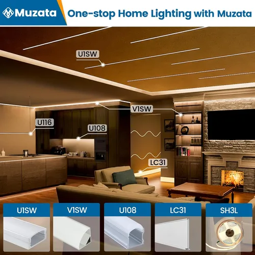 Miniatura 6 de Muzata 5M/16.4FT 320LED/m Tira de luces LED COB de alta densidad DC24V 3000K Blanco cálido impecable se adapta al canal LED U1SW U108 U103 Tira