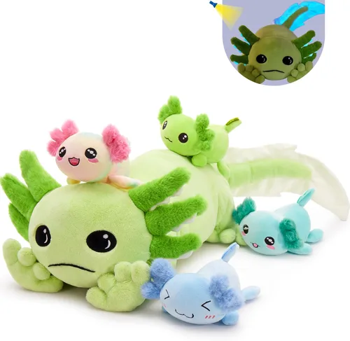 Miniatura 15 de Tezituor Juego de 5 lagartos de peluche realistas con bebés, 26.4 pulgadas, gran peluche de dragón barbudo, juguete de juguete para niños