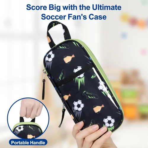 Miniatura 6 de Bagseri Pencil Case for Kids - Expandable Pencil Case for Boys Pencil Pouch Pencil Box Organizer Cute Pencil Bag for Student School, Black Football