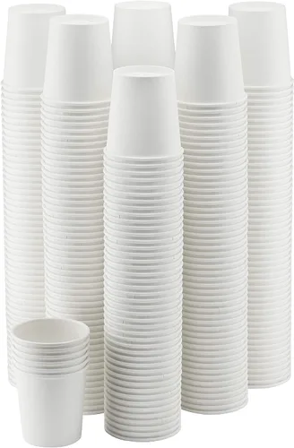 Miniatura 5 de NYHI Paquete de 200 vasos de papel desechables blancos de 4 onzas, tazas de café frío caliente para jugo de agua, té expreso, ideal para enfriadores
