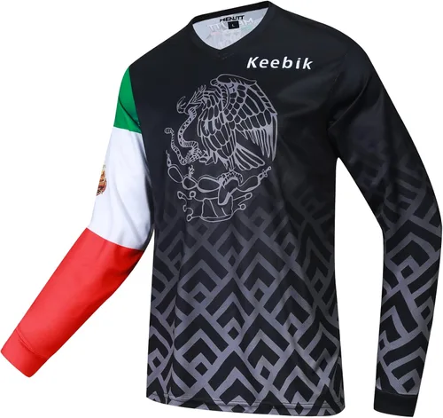 Miniatura 2 de Keebik Camiseta de ciclismo para hombre, camiseta de MTB de manga larga, México Mountain Bike Motocicleta, Carreras, Ropa