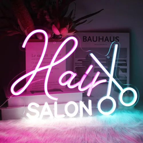 Miniatura 2 de Letrero de neón para peluquería, luz de neón para barbería, letreros LED de salón para pared, luces de neón para corte de pelo, letreros para Azul