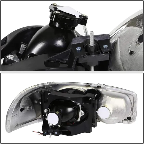 Miniatura 3 de DNA MOTORING Juego de ensamble de faros compatible con 99-07 GMC Sierra 1500/01-07 Sierra 1500HD 2500HD 3500/00-06 Yukon XL 1500 2500, Ámbar ahumado.