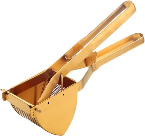 Miniatura 10 de Acero inoxidable Patata Ricer Exprimidor de Frutas Grande Exprimidor Triángulo Masher Hand Ricer Masher Herramienta de Cocina Rojo