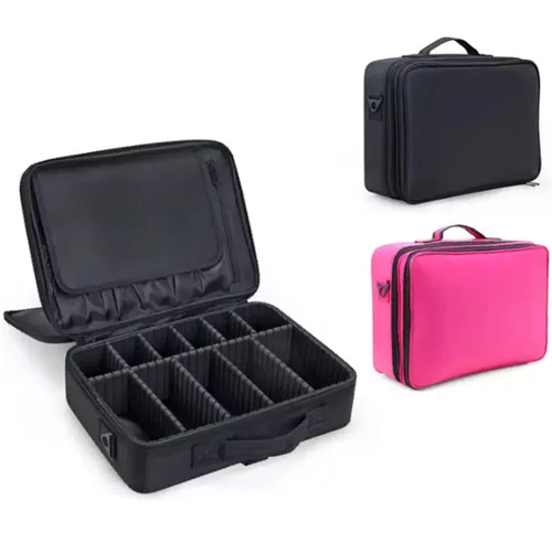 Miniatura 3 de Estuche de viaje para maquillaje, organizador de cosméticos, bolsa de almacenamiento portátil para artistas, con divisores ajustables