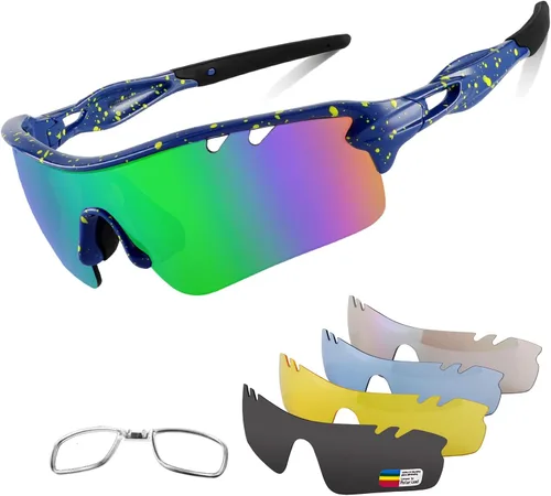 Miniatura 21 de BangLong Polarized Sports Sunglasses Cycling Sun Glasses for Men Women with 5 Interchangeable Lenes for Running Driving