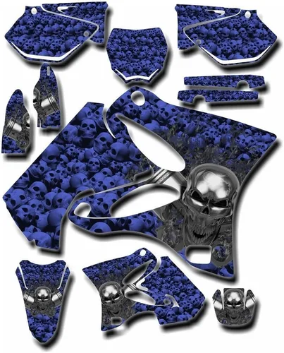 Miniatura 2 de TTR 90 Flaming Gearhead Blue Senge 2000-2008 Kit de base gráfica compatible con Yamaha