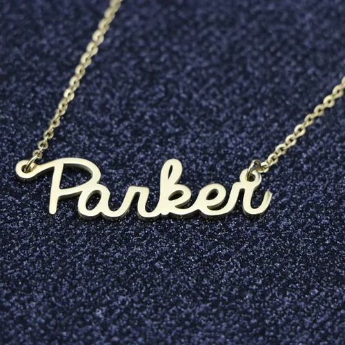 Miniatura 2 de Awegift Collar personalizado con nombre chapado en oro de 18 quilates, regalo para dama de honor o nueva mamá, joyería para mujer