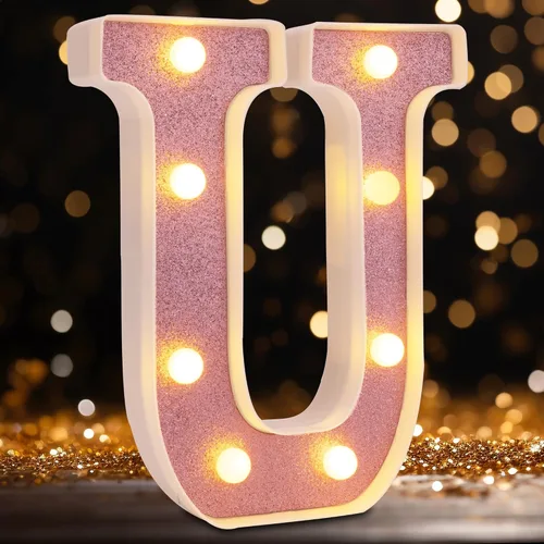 Miniatura 19 de Letras pequeñas de marquesina LED, letras iluminadas, letras LED de 8.58 pulgadas, letrero iluminado a pilas para mesa, fiesta, cumpleaños