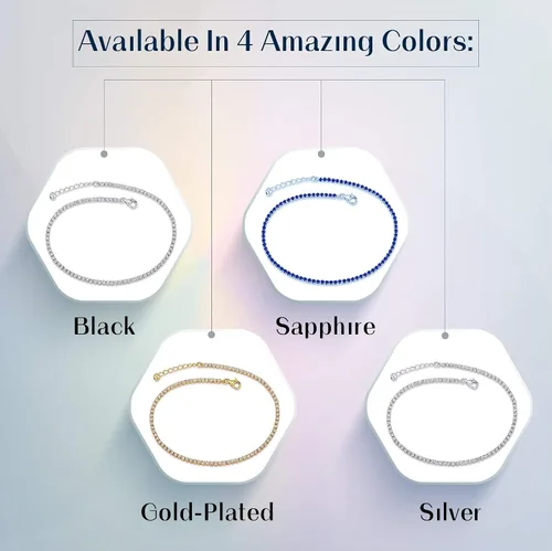 Miniatura 5 de NYC Sterling - Tobillera de plata de ley con circonitas cúbicas para mujer