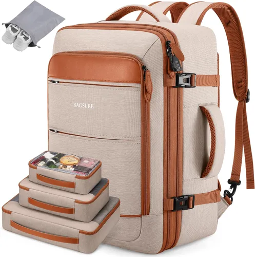 Mochila de viaje Bagsure, equipaje de 42L para transporte, mochila aprobada para vuelos, expandible, mochila para laptop, Grande, Viajes
