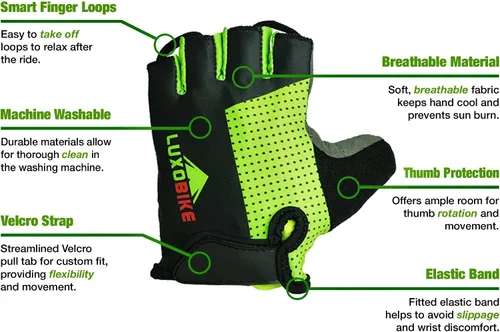 Miniatura 3 de LuxoBike - Guantes de ciclismo, guantes de bicicleta de montaña, guantes de bicicleta Antideslizante, absorción de golpes, acolchado, transpirable