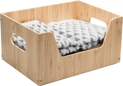 Miniatura 8 de MobileVision Set de Cajas de Almacenamiento de Bambú con Frente Abierto Organizadores de Contenedores para Usar en Cocinas, Despensas, Gabinetes