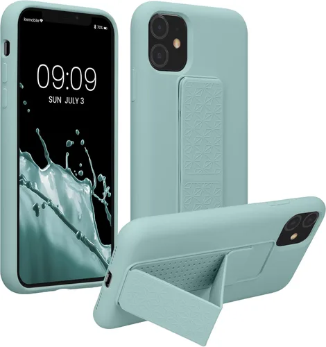 Miniatura 13 de kwmobile Funda compatible con Apple iPhone 11 - Funda con correa de mano y revestimiento de silicona TPU suave - Arándano Azul (Arándano)