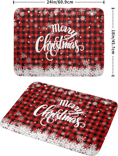 Miniatura 2 de Tapete de secado de platos de Navidad para encimera de cocina, de 18 x 24 pulgadas, tapete de secado reversible de microfibra con copos de nieve