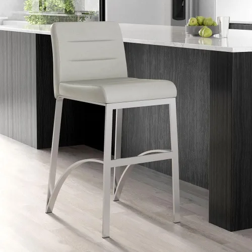 Zuri Furniture Lynx Taburete de bar contemporáneo con base de metal, color gris