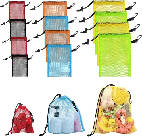 Miniatura 10 de 13 "X15.5" 12pcs malla lavandería cordón bolsa nylon cordón gimnasio bolsa con cierre de cordón