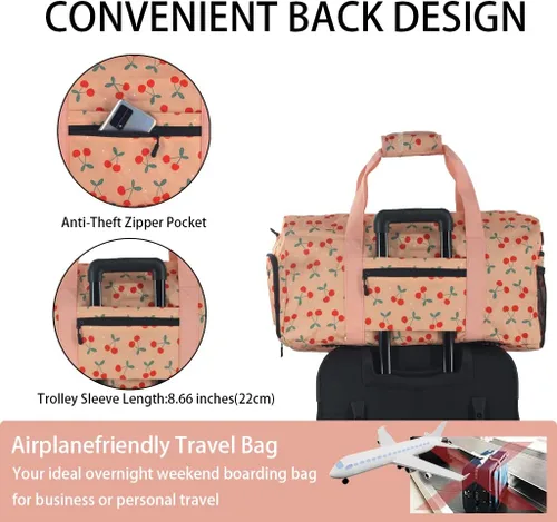 Miniatura 3 de Goloni Bolsa de lona grande de 22 pulgadas para mujer, con compartimento para zapatos, bolsas de viaje para gimnasio, entrenamiento, ropa, equipaje