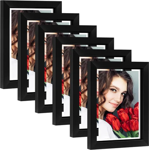 LBECUA Juego de 6 marcos flotantes de 5 x 7 pulgadas con doble cristal para fotos de 4 x 6 pulgadas o pantalla completa de 5 x 7 pulgadas, Negro