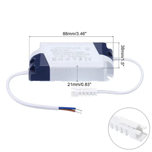 Miniatura 2 de PATIKIL 12-18W 300mA LED Driver, 2pcs AC 85-265V Salida 36-72V DC Conector macho Conector Rectificador de corriente constante Transformador Fuente