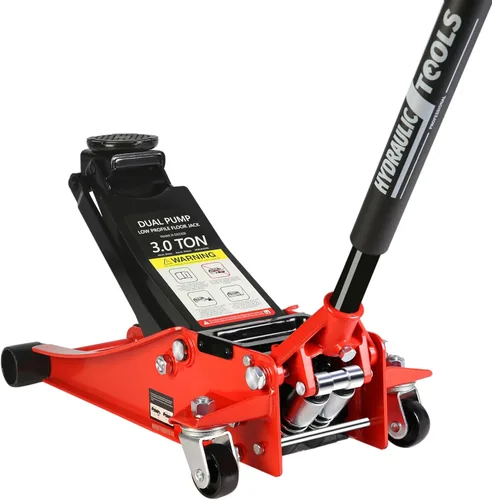 Miniatura 13 de LKTART Gato hidráulico de piso de perfil bajo de 3 toneladas con rango de elevación de pistón dual 3.3"-18.5" Bomba doble azul 3.0T 3.3"-18.5