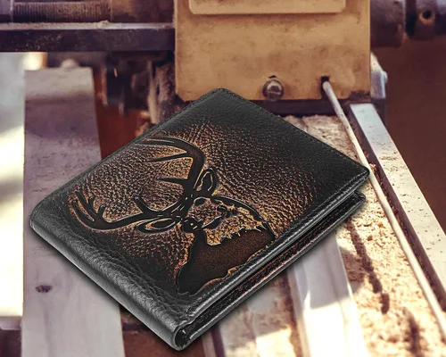 Miniatura 2 de DK86 Billetera plegable de piel auténtica para hombre, bloqueo RFID, capacidad adicional, múltiples ranuras para tarjetas con 2 ventanas