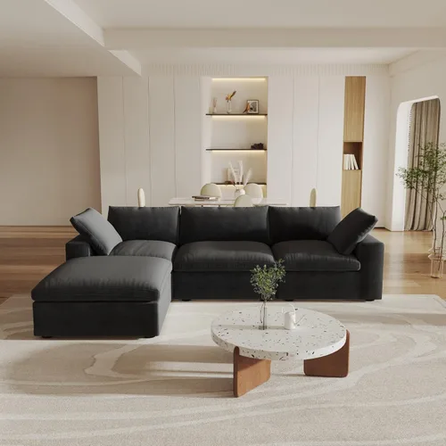 Miniatura 10 de Cloud - Sofá modular convertible de 80.3 pulgadas en forma de L para sala de estar con otomana de almacenamiento, sofás profundos minimalistas