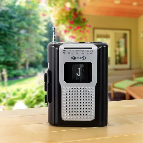 Miniatura 6 de Jensen CR-100 - Radio AM/FM portátil retro, reproductor de cassette personal, diseño compacto y ligero, estéreo de radio AM/FM, reproductor