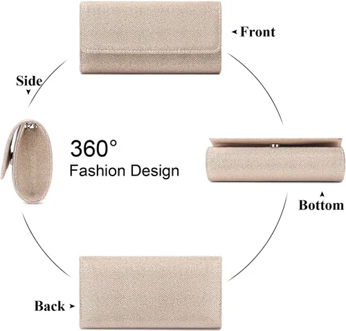 Miniatura 6 de Bolsos de mano para mujer, bolso de noche con cadena desmontable para mujer, bolso de fiesta brillante para mujer, bolsas de boda