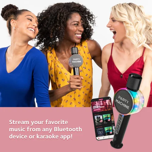 Miniatura 3 de Singing Machine Micrófono de karaoke inalámbrico para niños y adultos, micrófono de máquina de fiesta (negro) - Micrófono Bluetooth portátil de mano