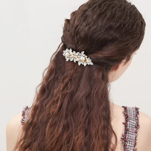 Miniatura 7 de WHAVEL 2 pinzas para el pelo de perlas, pinzas para el cabello con diamantes de imitación, accesorios de perlas para dama de honor, boda
