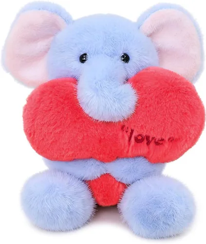 Miniatura 9 de Ditucu Love Bunny - Peluche de conejo con soporte de corazón rojo de 9.8 pulgadas, lindo conejo de peluche suave, juguetes románticos y dulces