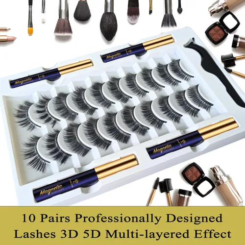 Miniatura 3 de Pestañas Magnéticas 3D con Kit de Delineador de Ojos - Pestañas Magnéticas 7C SevenCrown de Aspecto Natural con 4 Tubos Mejorados de Delineador 10