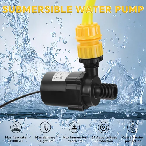 Miniatura 2 de Bomba de agua sumergible para batería Dewalt de 20 V, mini bomba de agua silenciosa sin escobillas, elevación máxima 8M 1100L/H para jardín, piscina