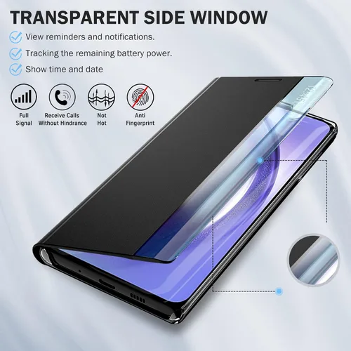 Miniatura 2 de Funda de teléfono para Samsung Galaxy A54 5G, Smart Clear View Window Luxury Slim para Galaxy A54 con soporte, funda protectora de cuero duro