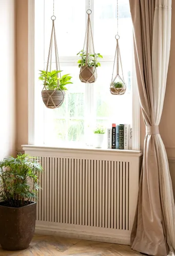 Miniatura 2 de Dahey Juego de 3 colgadores de macramé para plantas con ganchos, cesta colgante de interior de 35/29/23 pulgadas hecha a mano con cuerda de algodón
