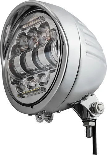FATECIM Faro delantero LED redondo de 5.75" para motocicleta con visera, 5 3/4 pulgadas, haz alto/bajo, DRL, lámpara frontal de montaje inferior
